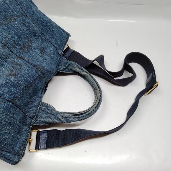 Prada Canapa denim canvas tote. With detachable strap. Authenticity card. - Picture 2 of 16